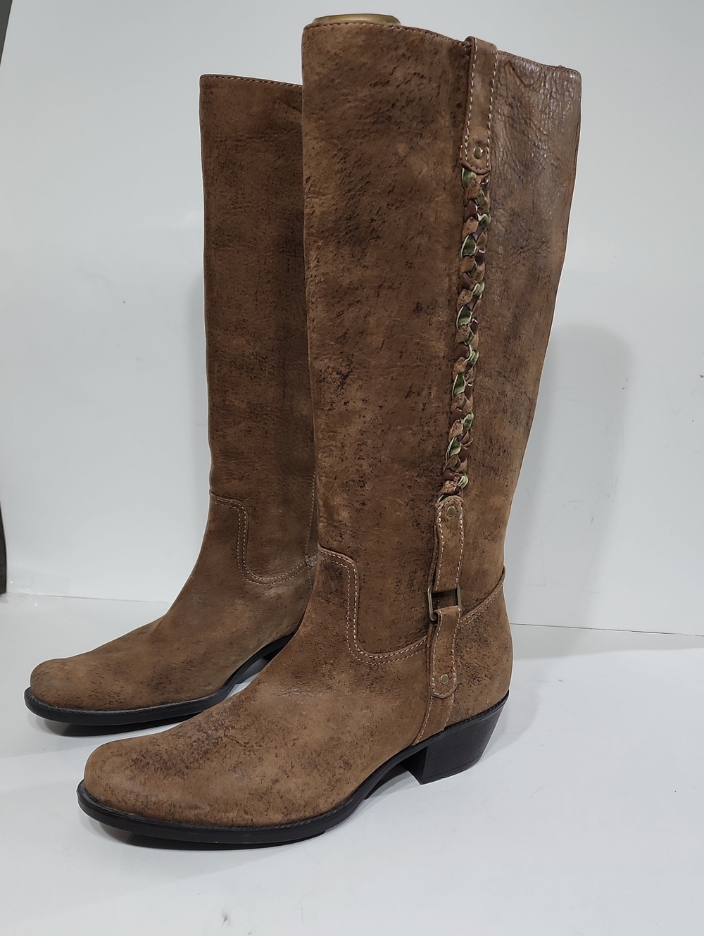Clarks Artisan Sienna Brown Tall leather Western Riding Boots Size 8.5 Rustic